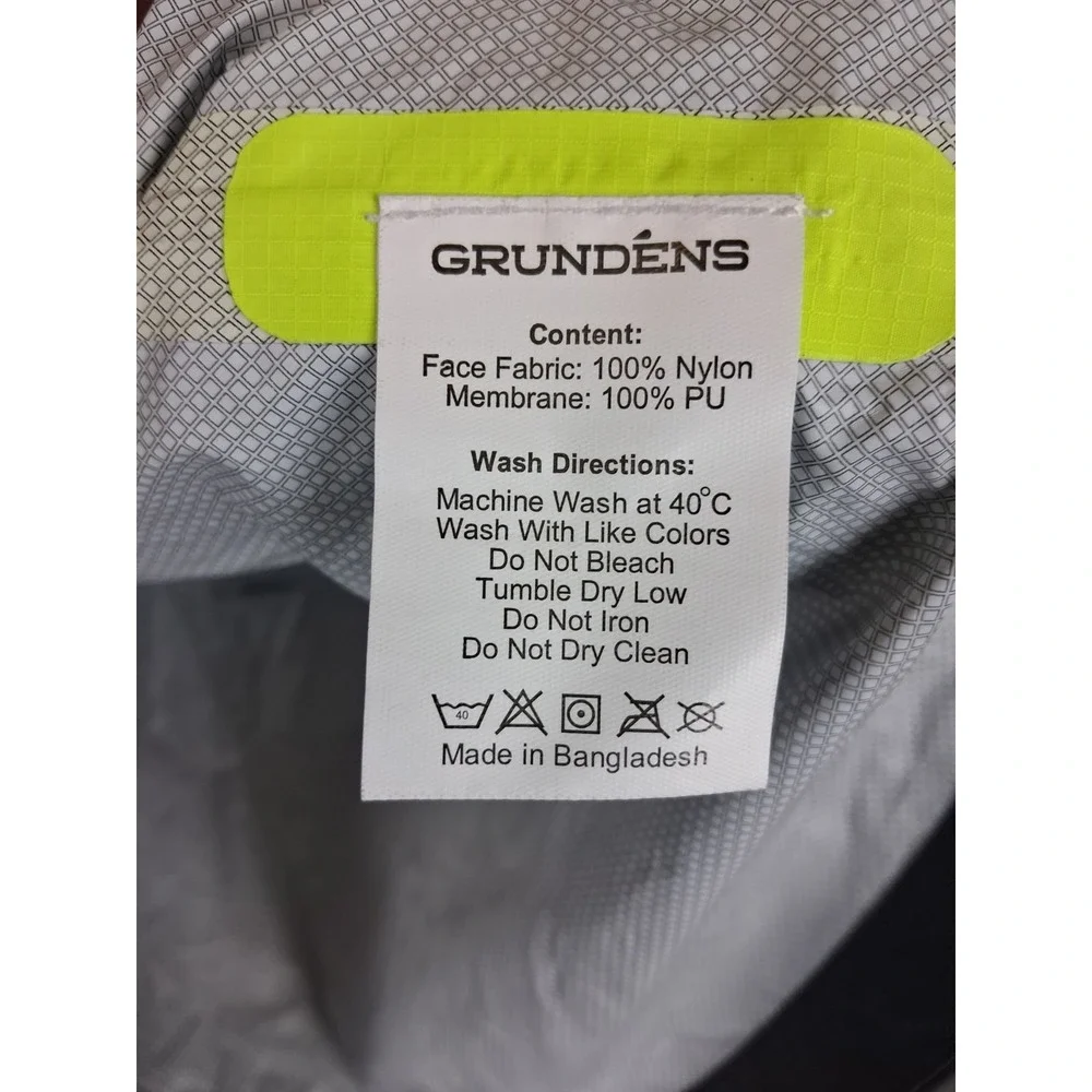 Grundens Mens Jacket Small Black Yellow Rainwear Hooded Nylon Waterproof Work
